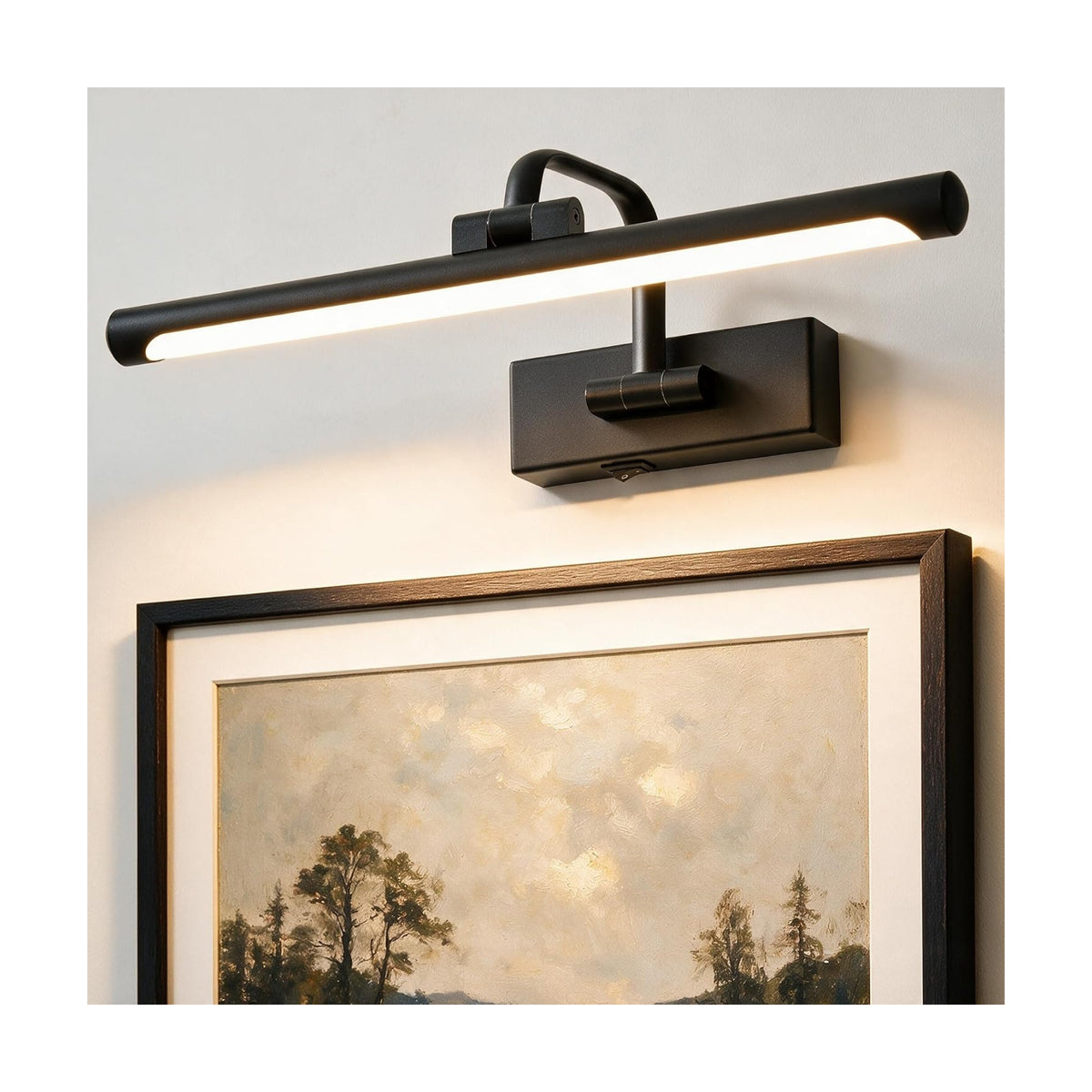 Picture Lights for Wall Battery Operated, Rechargeable Light for Picture with Remote & Timer, Black Art Light for