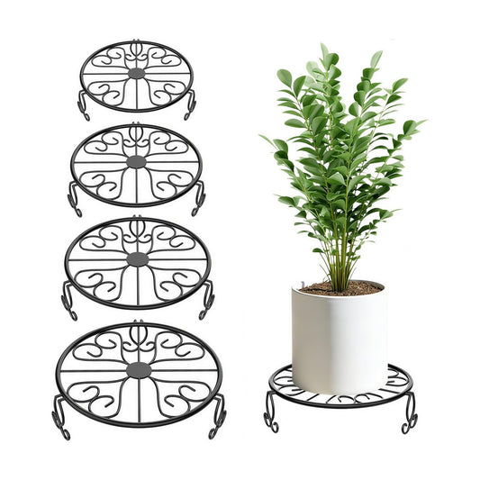 8" 9" 10" 11" 4-Pack Sturdy Plant Stands for Outdoor & Indoor Use, Heavy Duty Rustproof Metal Pot Stand Holder, Single