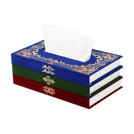 Retro Book Tissue Box Cover Rectangular Vintage Square Tissues Holder Decorative Faux Book Tissue