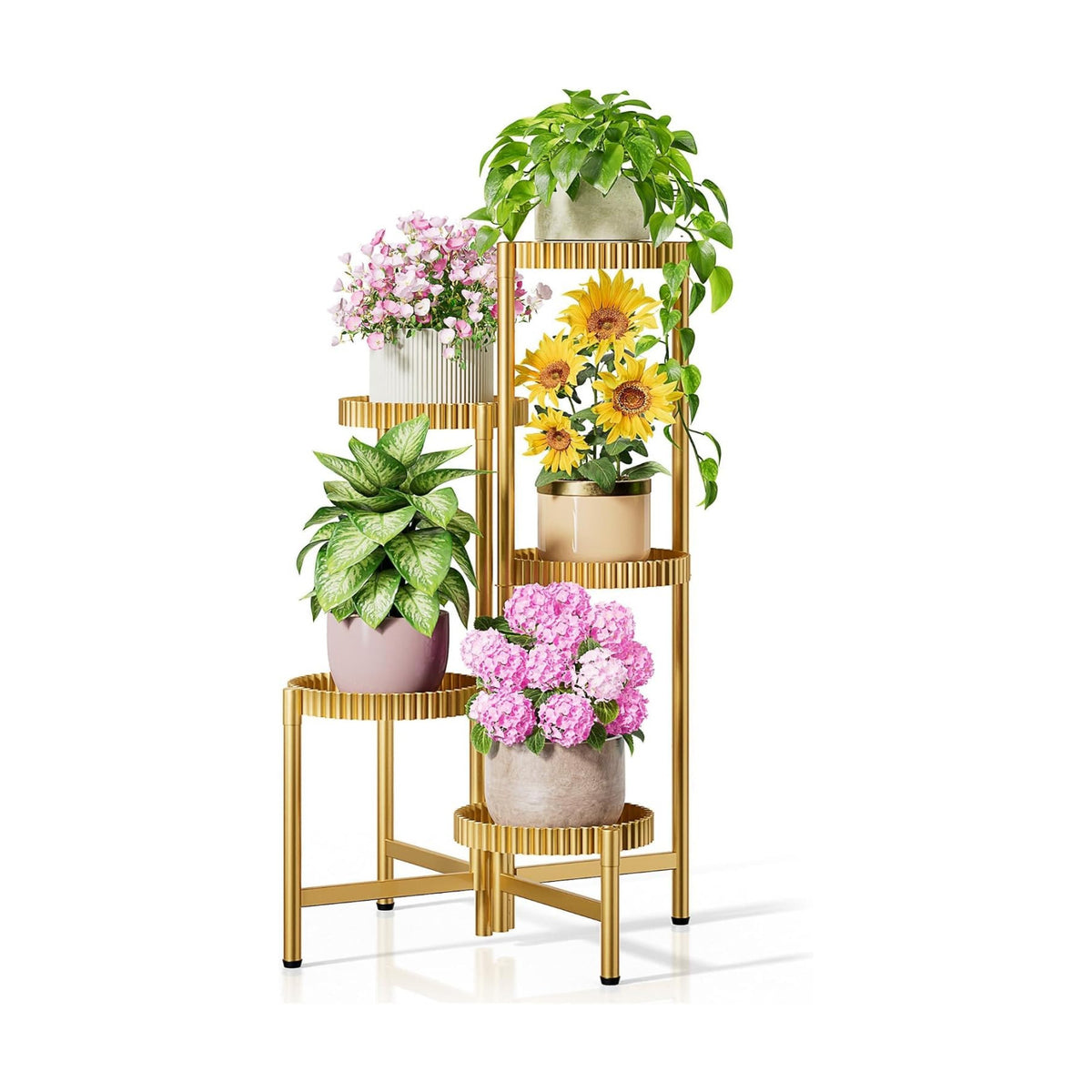 5 Tier Large Plant Stand Indoor, 7.9 Inch Wide Tall Corner Metal Plant Stands Outdoor for Multiple Plants, Foldable