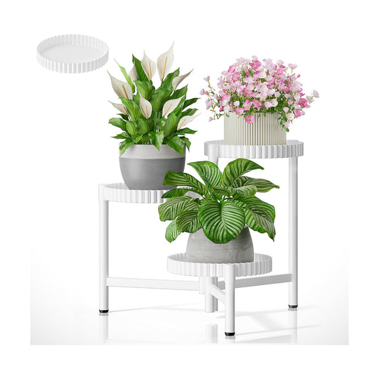 3 Tiered Tall Plant Stand Indoor Outdoor, Metral Flodable Plant Stand for Corner Display Rack Shelf, Multi-Tier Folding