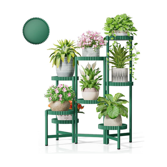 8 Tier Large Plant Stand Indoor, 7.9 Inch Wide Tall Corner Metal Plant Stands Outdoor for Multiple Plants, Foldable