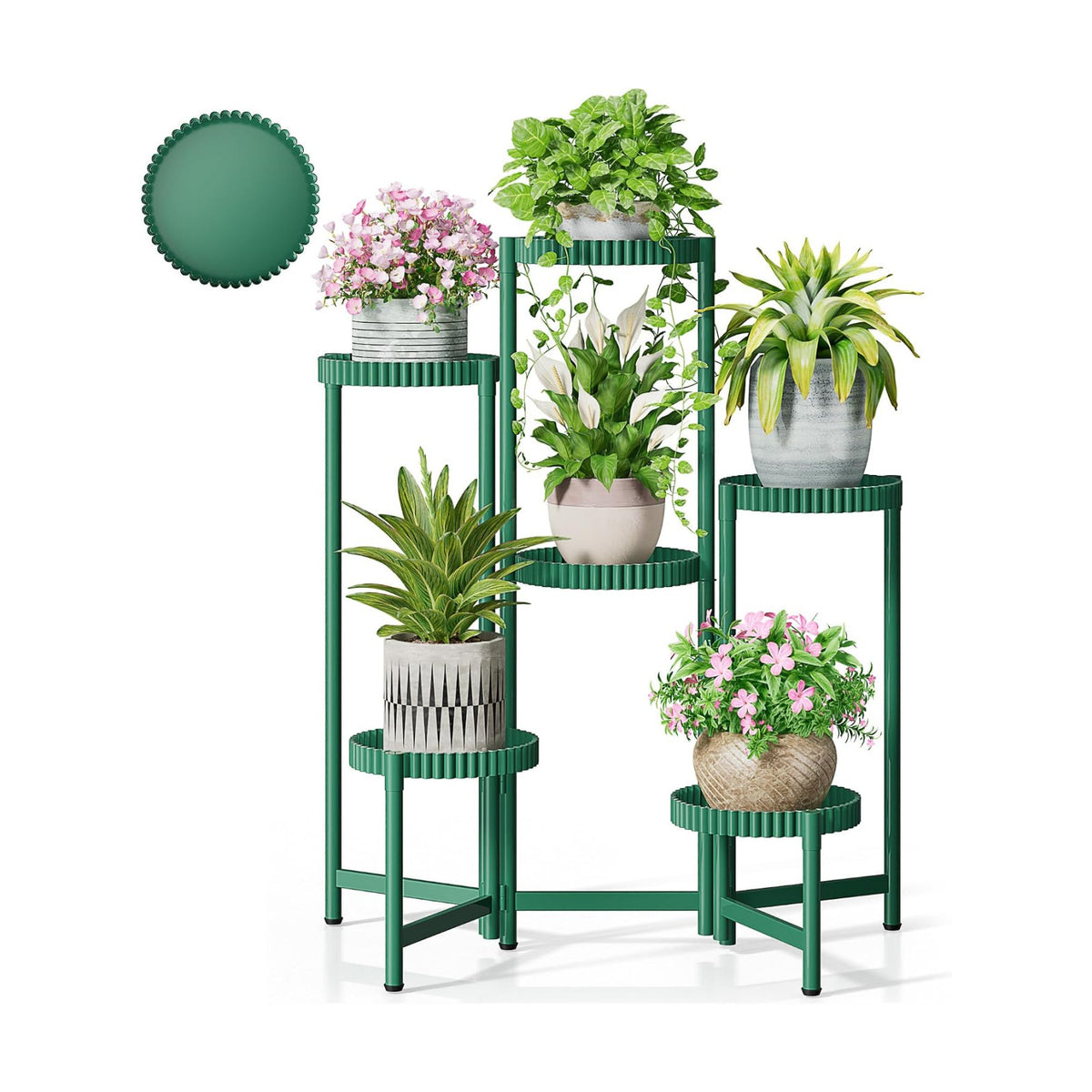 6 Tier Large Plant Stand Indoor, 7.9 Inch Wide Tall Corner Metal Plant Stands Outdoor for Multiple Plants, Folding