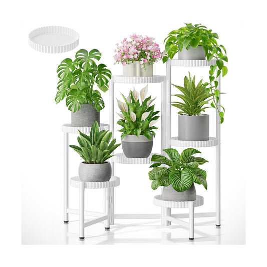 7 Tier Large Plant Stand Indoor, 7.9 Inch Wide Tall Corner Metal Plant Stands Outdoor for Multiple Plants, Folable