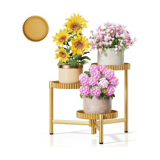 Stand Plants, 3 Tier Metal Corner Plant Stands for Outdoor Indoor, Heavy Duty Flower Pot Stands for Multiple Plants