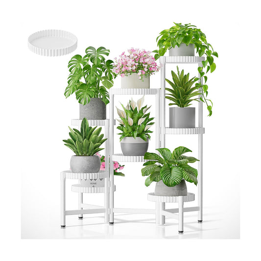8 Tier Plant Stand Indoor Outdoor, Corner Tiered Fladable Plant Stands, Planter Display Rack for Multiple Plants, Iron