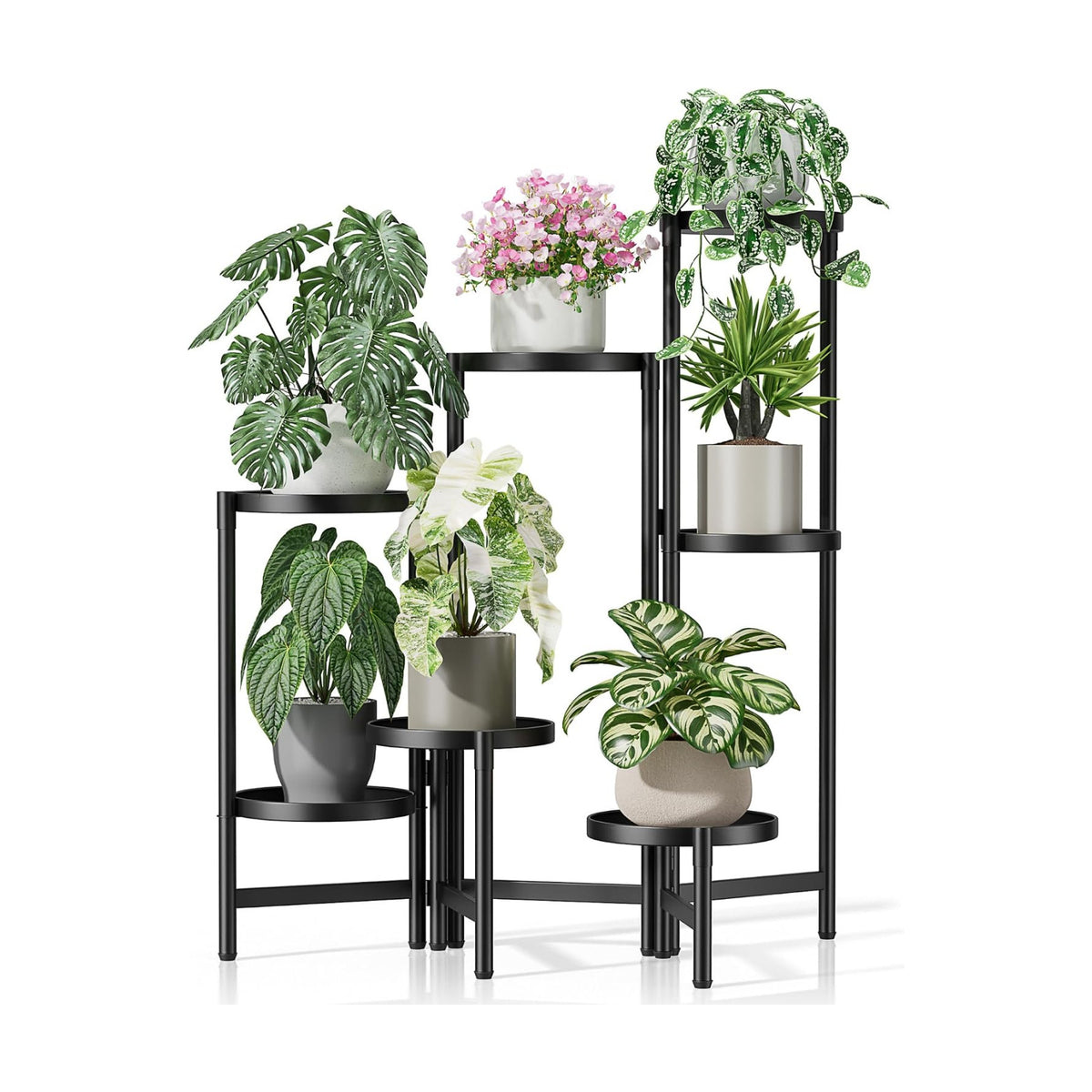 7 Tier Large Tiered Plant Stand Indoor, 7.9 Inch Wide Tall Corner Metal Plant Stands Outdoor for Multiple Plants