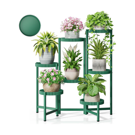 7 Tier Large Plant Stand Indoor, 7.9 Inch Wide Tall Corner Metal Plant Stands Outdoor for Multiple Plants, Folding