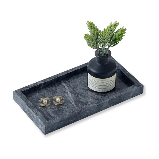 Stone Organizer / Natural Small Marble Vanity Tray / Black / 7.9 x 4.3 x 0.8