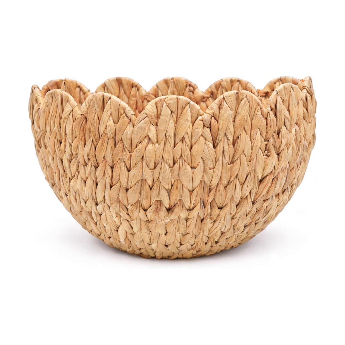Handwoven Water Hyacinth Scalloped Basket