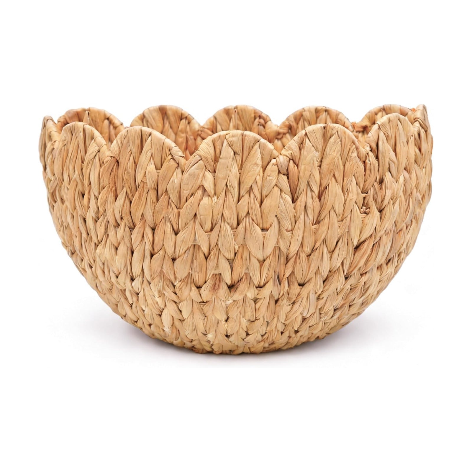 Handwoven Water Hyacinth Scalloped Basket