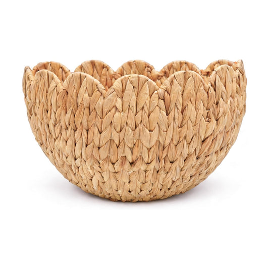Handwoven Water Hyacinth Scalloped Basket