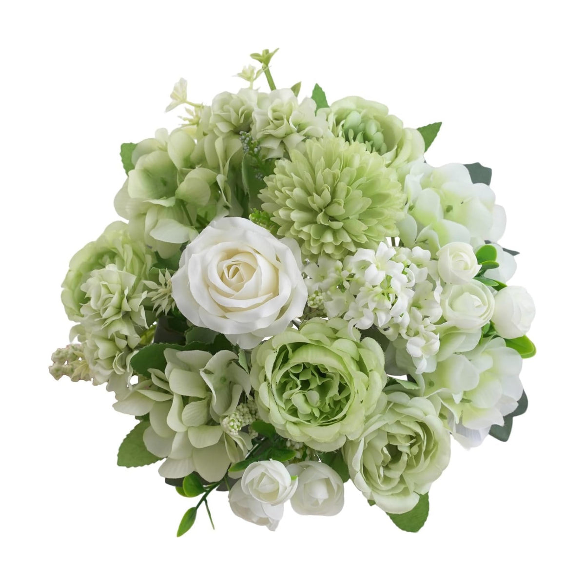 4 Pcs Mixed Artificial Peony Flowers Set-2 Bouquets & 2 Stems, Green Fake Peony Rose Hydrangea Flower for Vase Silk Floral Arrangements for Table Centerpiece Wedding Party Bridal Decoration Home Decor