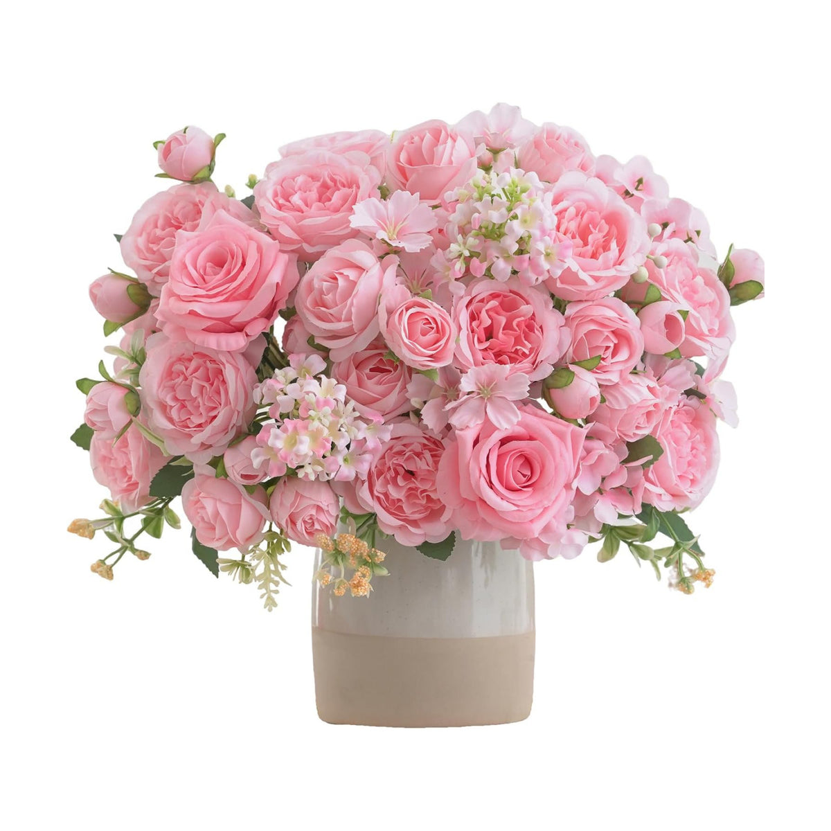 8 Pcs Mixed Artificial Peony Flowers Set-4 Bouquets & 4 Stems, Pink Fake Peony Rose Hydrangea Flowers for Vase Silk Floral Arrangements for Table Centerpiece Wedding Party Bridal Decoration Home Decor
