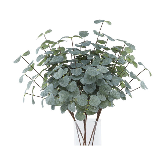 Faux Silk Silver Dollars Eucalyptus Stems Fake Greenery Plants for Vase Home / Gray Green / Set of 5