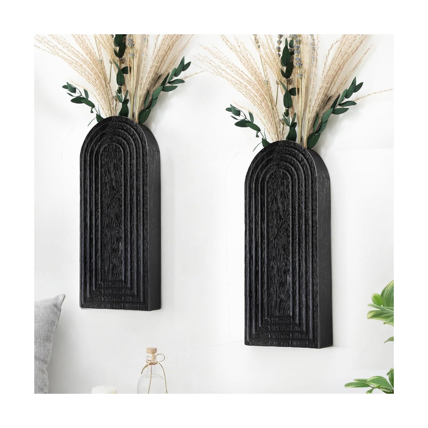 Wood Wall Hanging Planters / Black