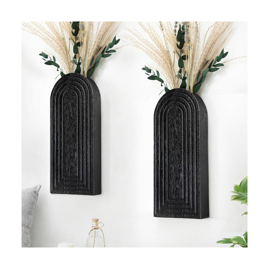 Wood Wall Hanging Planters / Black