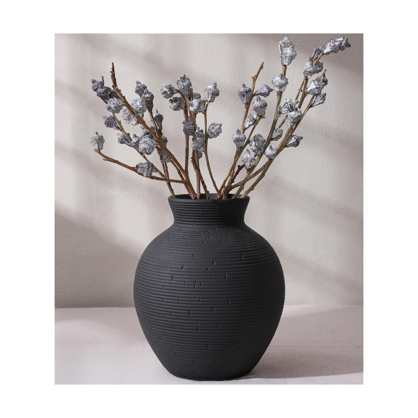 Ceramic Flower Vase Home Decor / 7.4 In - Black / 7.4 Inch