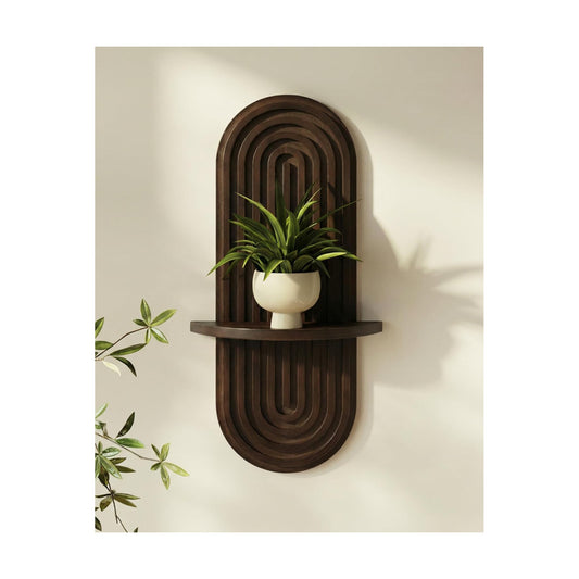 Boho Wall Decor Plant Wall Shelf / Walnut / 16.9'' Single / Brown
