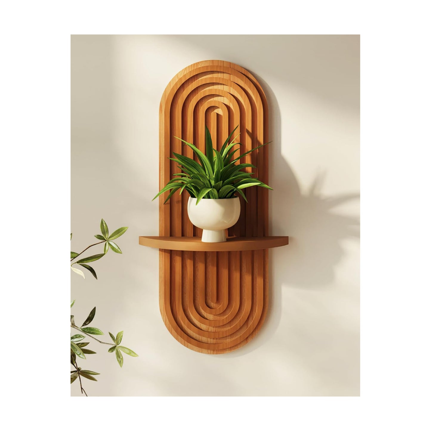 Boho Wall Decor Plant Wall Shelf / Brown / 16.9'' Single