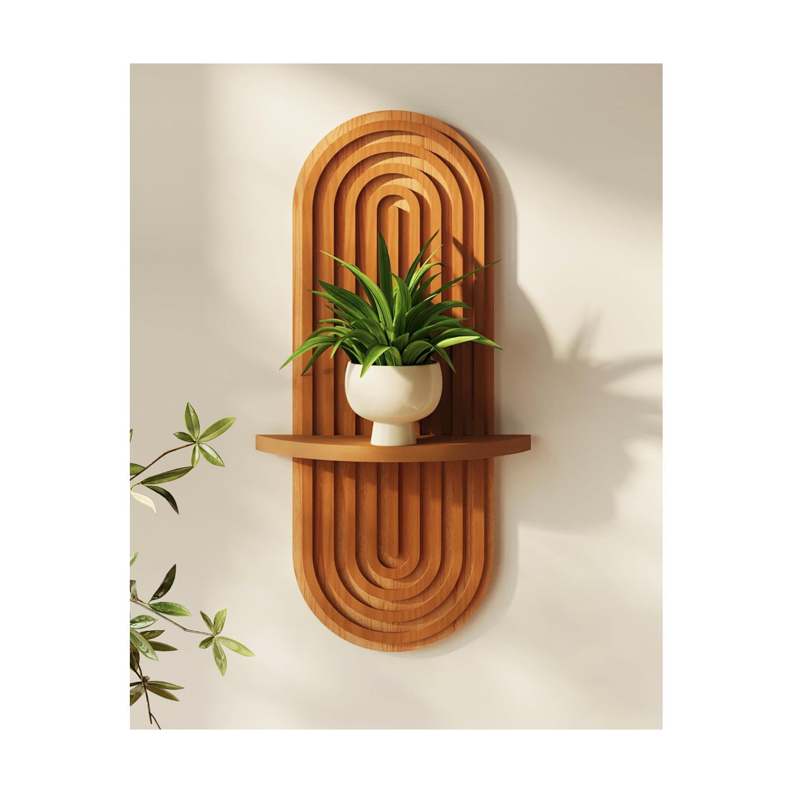 Boho Wall Decor Plant Wall Shelf / Brown / 16.9'' Single