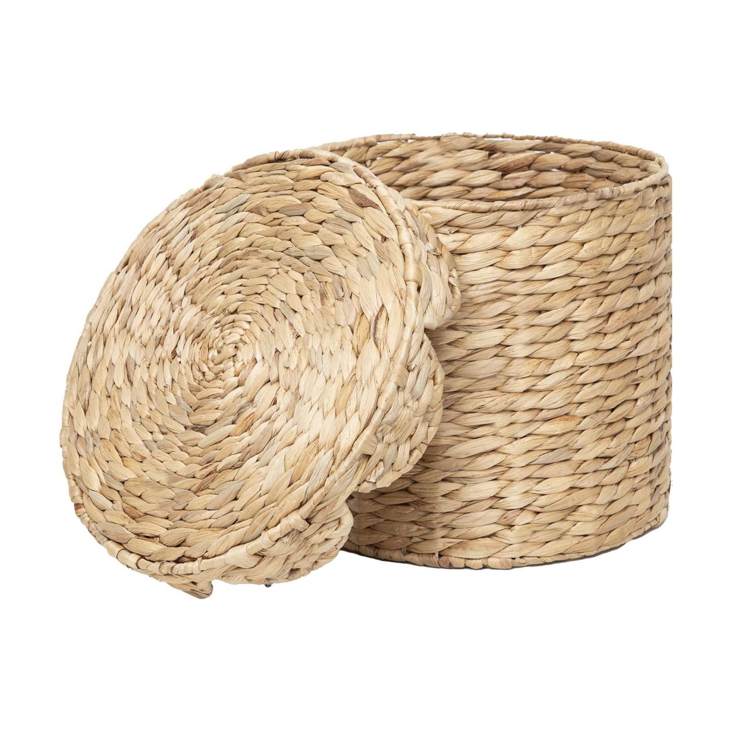 Water Hyacinth Woven scalloped basket / Small / Natural
