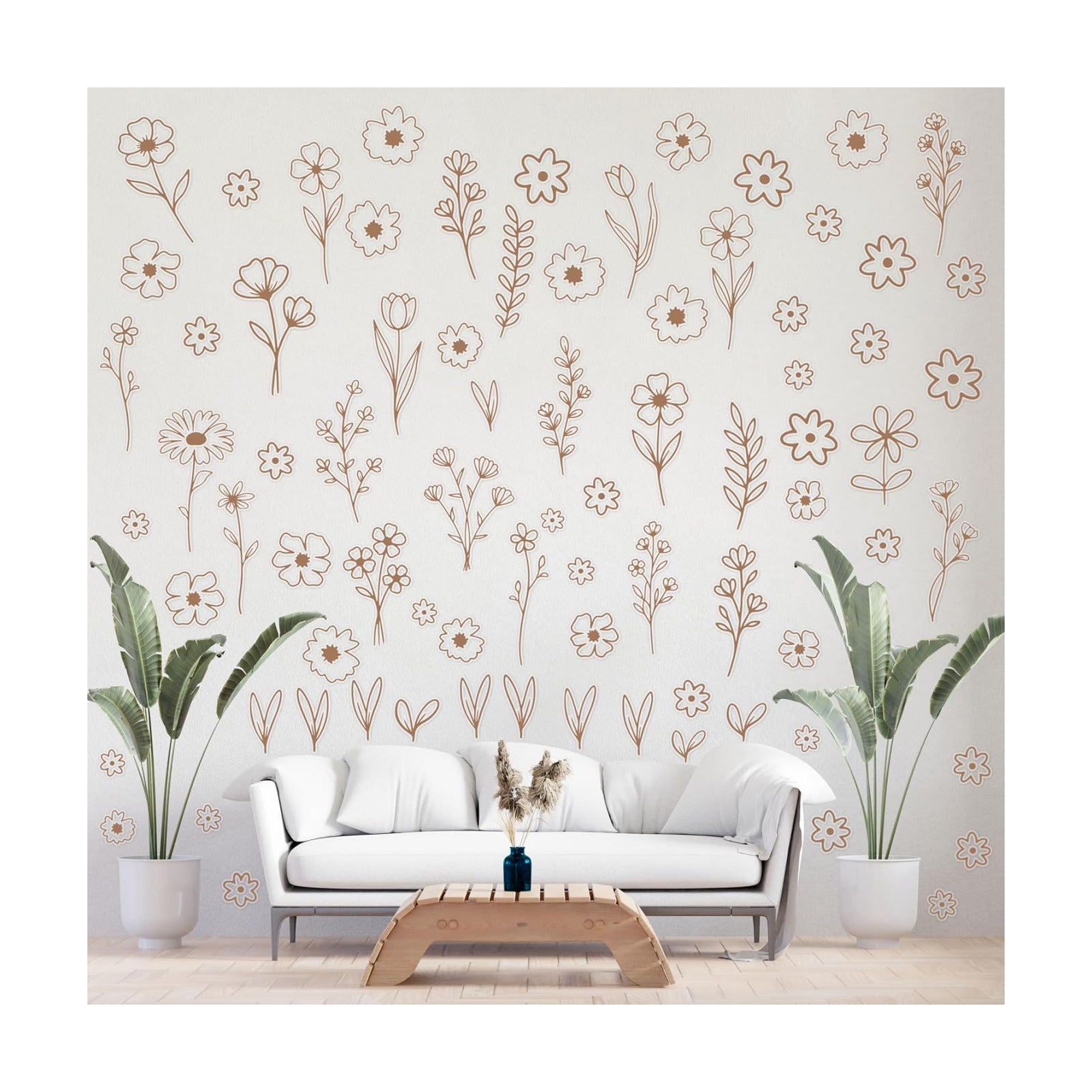 Wildflower Wall Stickers / Brown / Set of 160