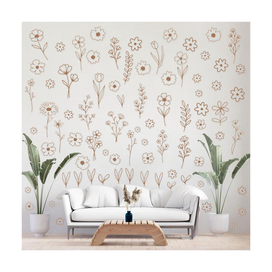 Wildflower Wall Stickers / Brown / Set of 160