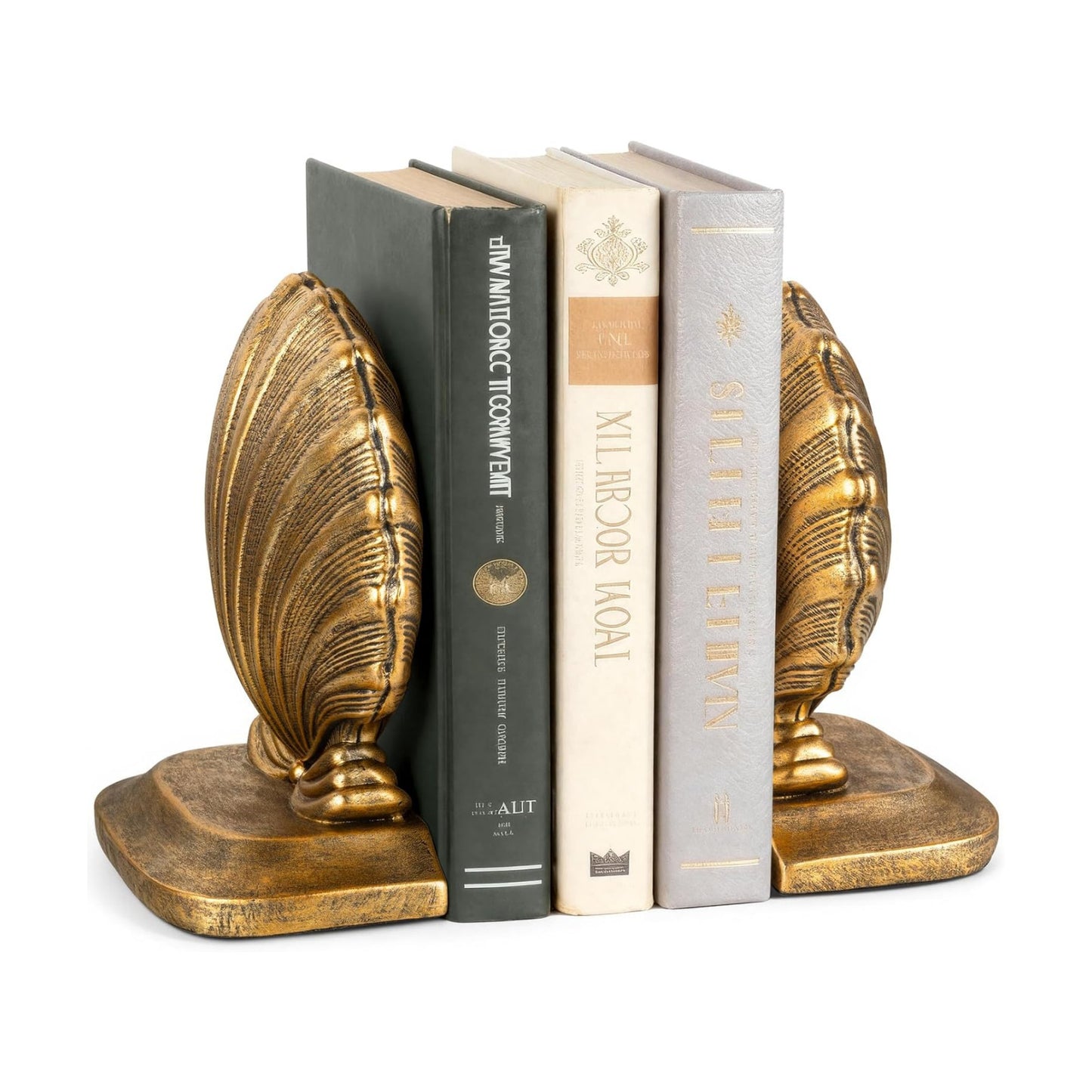 Resin Seashell Book Ends / Gold