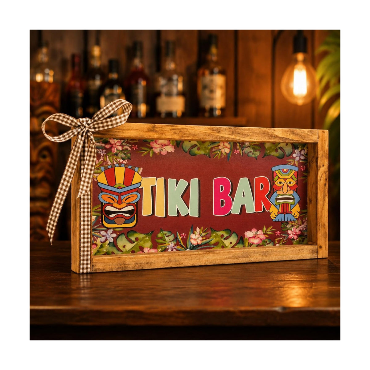 Tiki Bar Sign for Home Bar Decor Tropical Wall Art