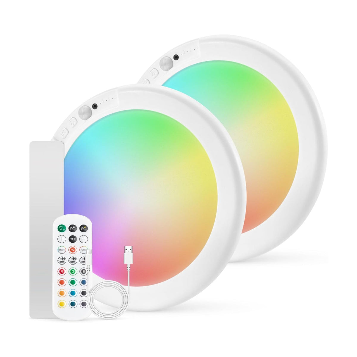 2 Pack Rechargeable RGB Ambient Shower Light Waterproof Inside, LED 13 Color Changing Mood Lighting for Bathroom