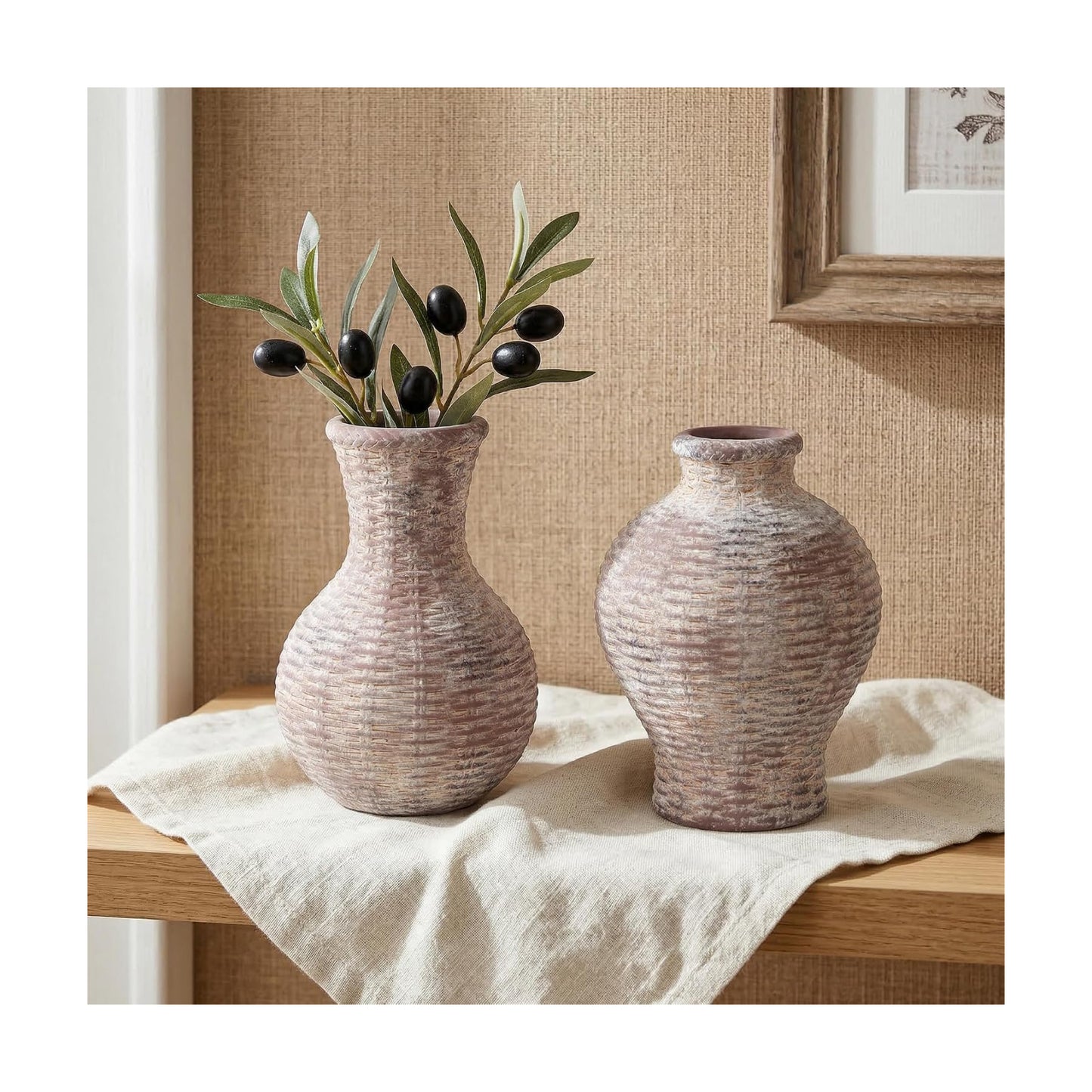 Flower Vase 6.5" Ceramic Vase Small Vase Flower Vases Vases Home Decor / Terra / White / Set of 2