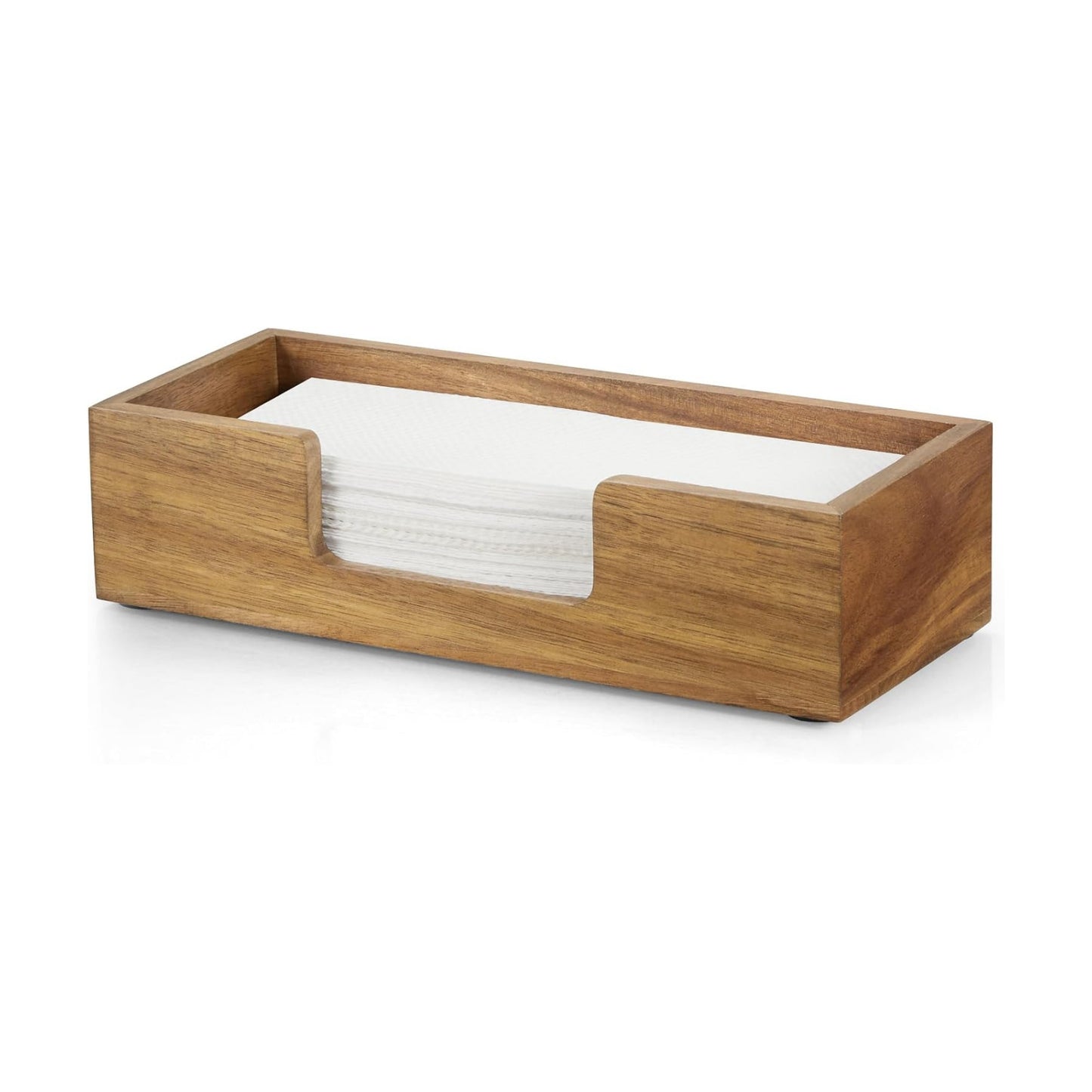 Paper Towel Dispenser Countertop, Acacia Wood Bathroom Paper Towel Holder, Black Napkin Holder for Kitchen, Countertop