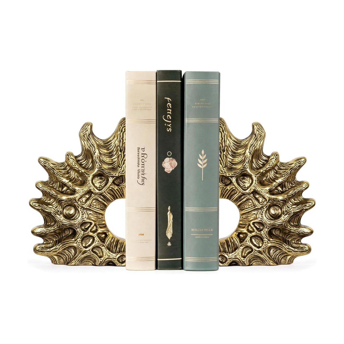 Coral Bookends / Heavy Duty Non-Slip Book Holders / Gold