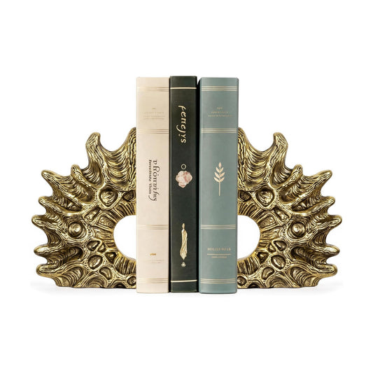 Coral Bookends / Heavy Duty Non-Slip Book Holders / Gold