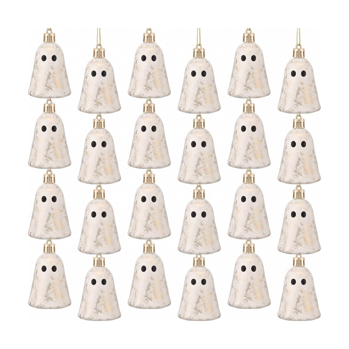 Tigeen 12 Pcs Farmhouse Halloween Tree Ornaments Neutral Ghost Ornaments for Tree Cute Plastic Halloween Hanging Decoration Decorative Mini Ghost for Home Party Supplies