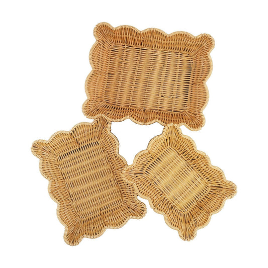 Wave Shaped Woven Dining Basket Set / Set of 3