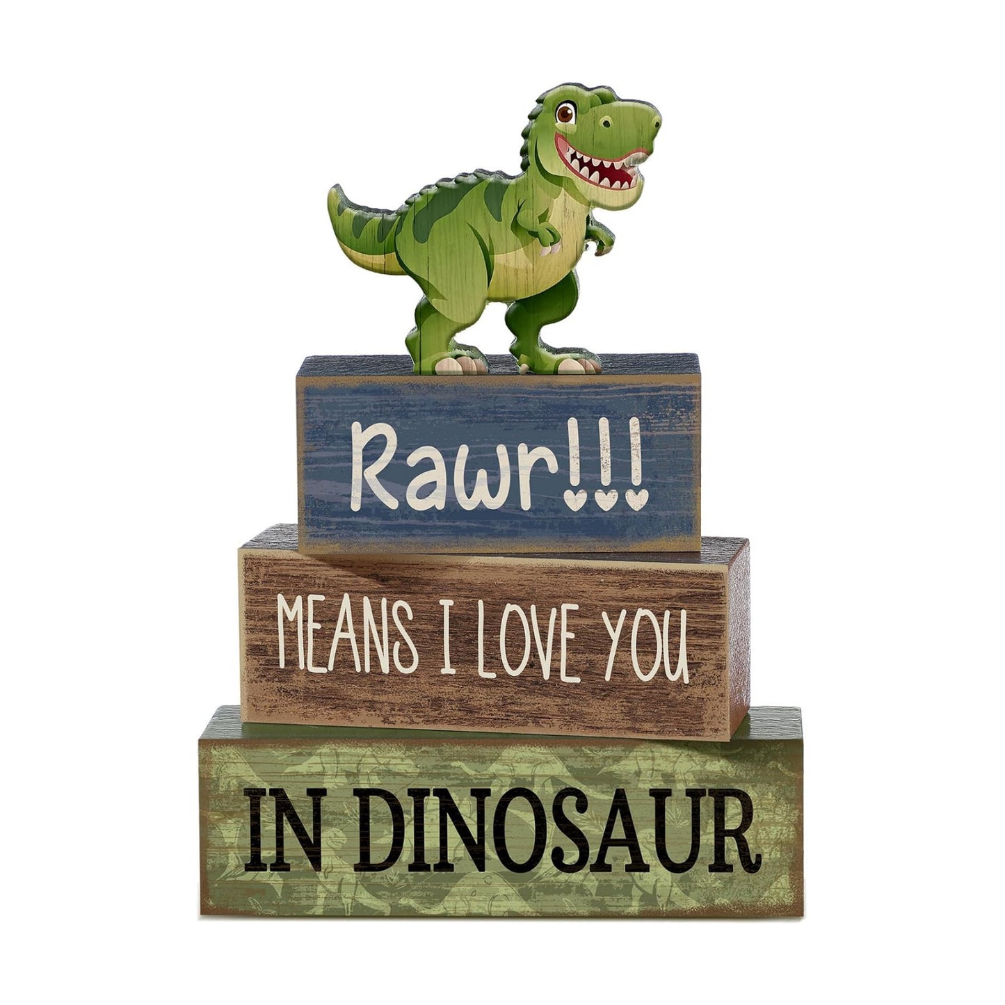 Lineshading 4 Pcs Dinosaur Table Decorations Wooden Dino Safari Party Decor