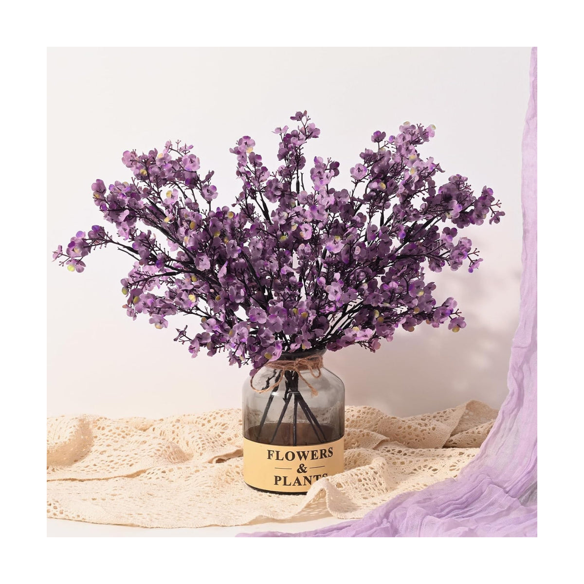 10 Pcs Fake Flowers, Babys Breath Artificial Flowers, Lavender Purple