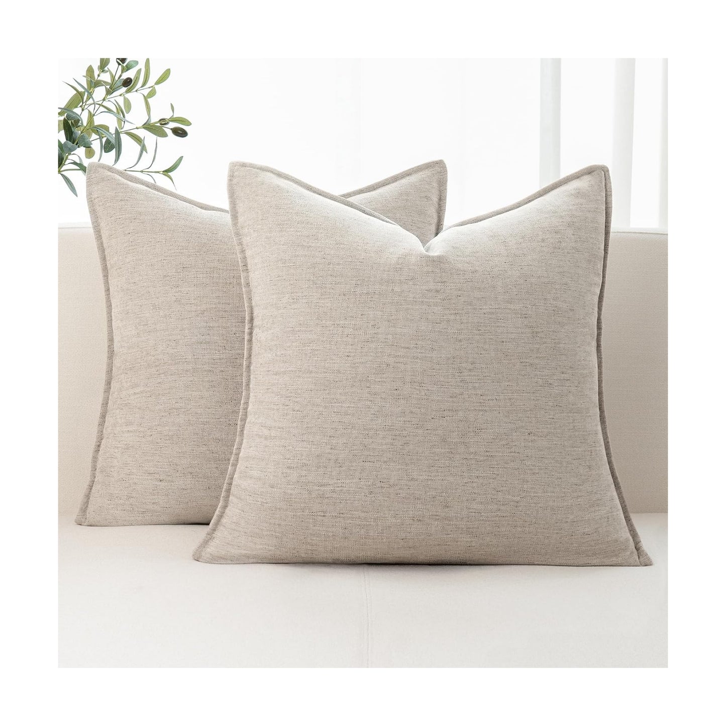 Farmhouse Decorative Pillow / Light Brown / 18 x 18 / Set of 2