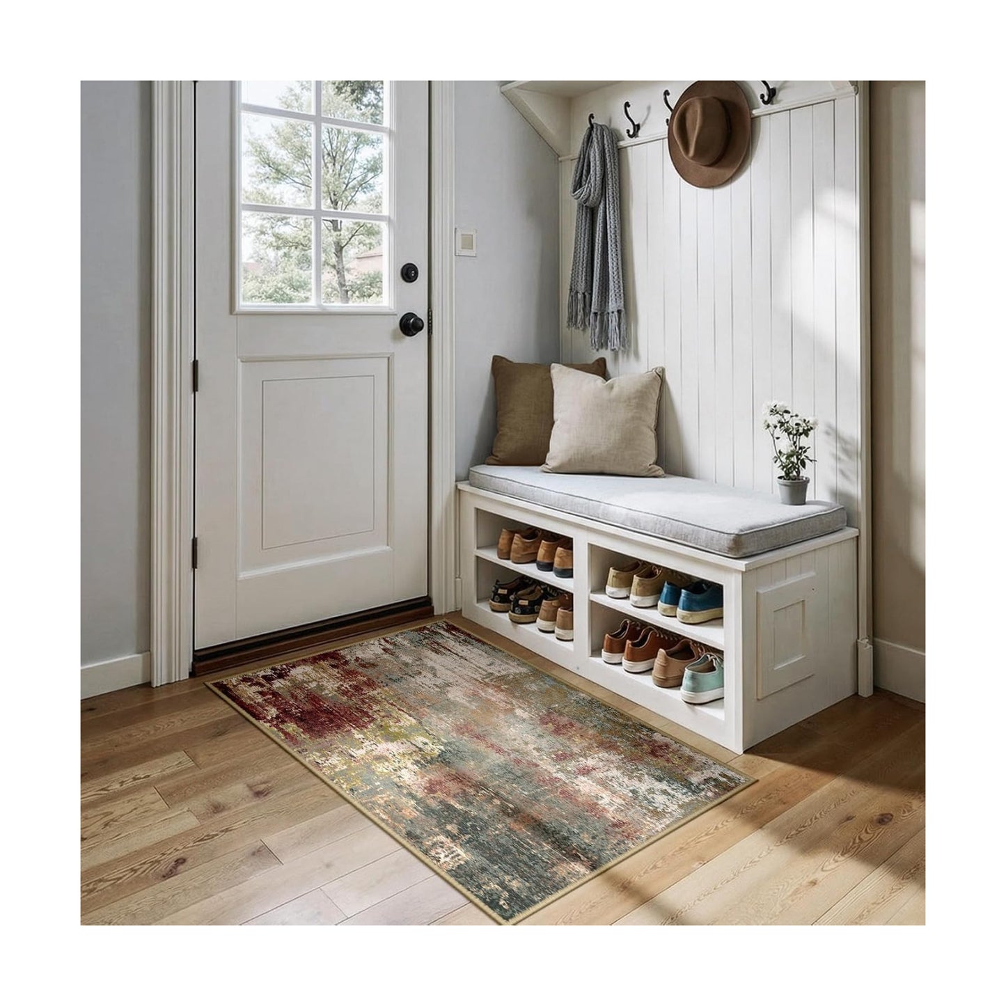 RELEANY Washable 3'x4' Abstract Area Rug for Living Room Rustic Brown