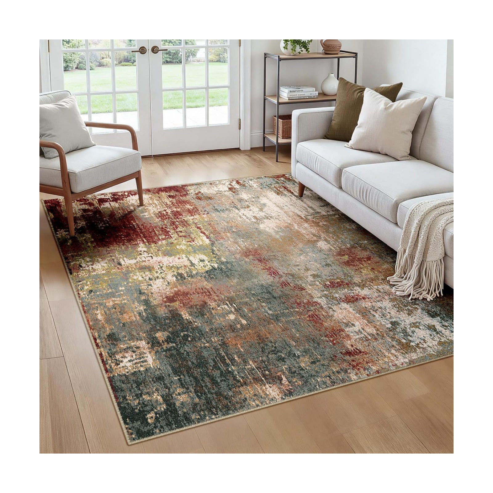 RELEANY Washable Square 6'x6' Area Rug for Living Room Rustic Brown
