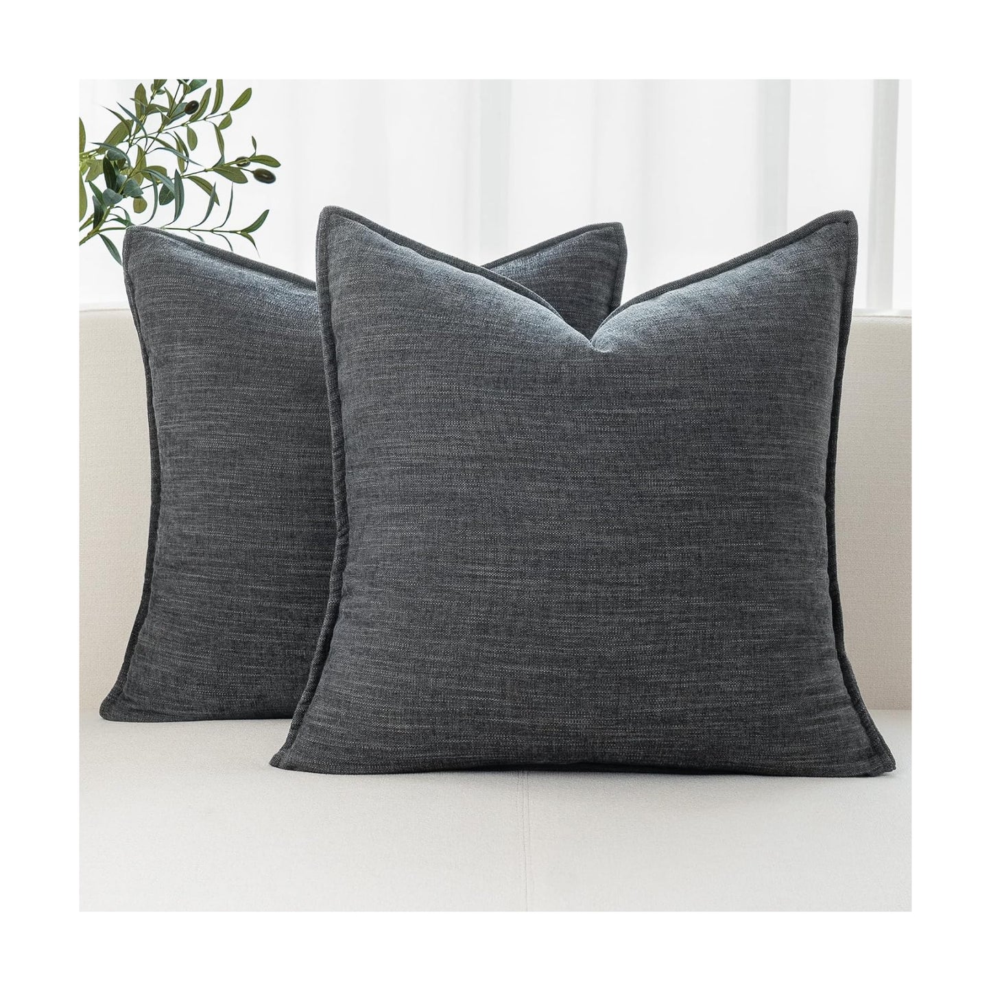 Farmhouse Decorative Pillow / Grayish Black / 22 x 22 / Set of 2