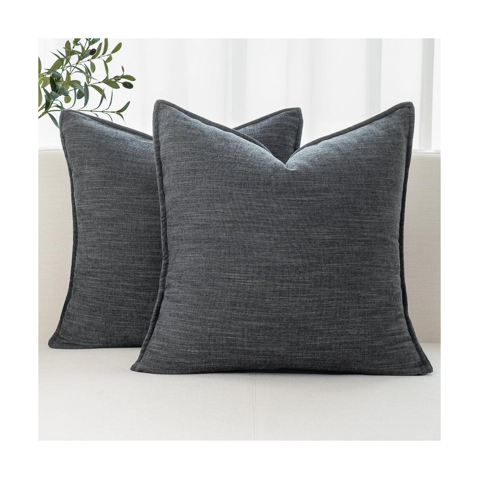 Farmhouse Decorative Pillow / Grayish Black / 22 x 22 / Set of 2