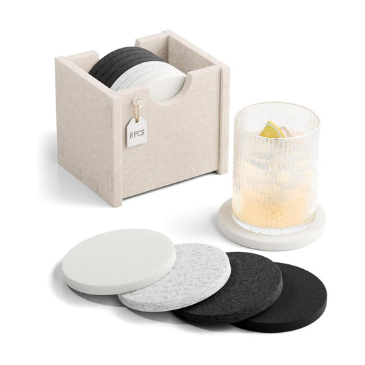 Holder / Felt Coasters for Drinks / Set of 8