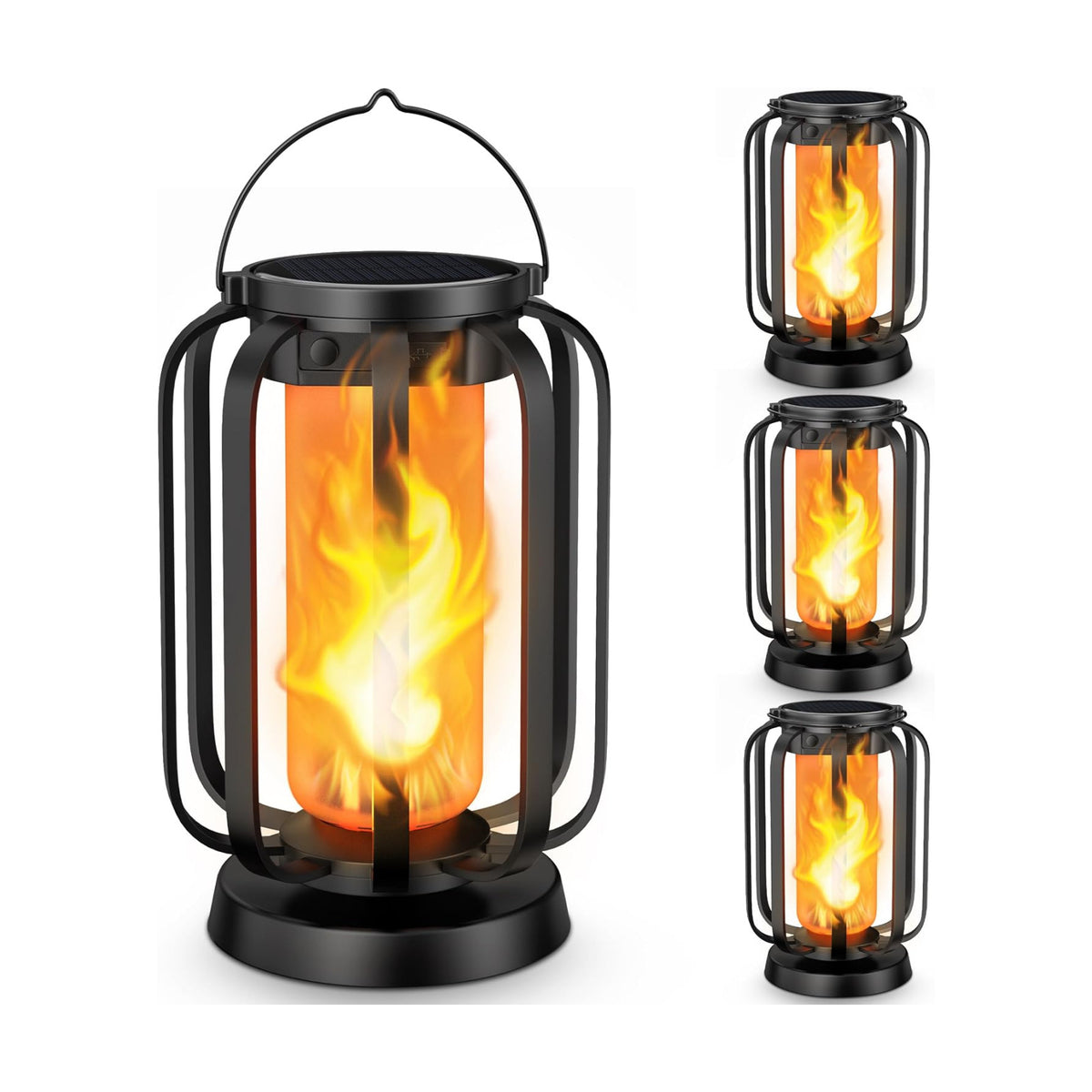 Hompavo Gen2 Solar Lanterns Outdoor Lights with Ultra-Real Flame | USB/Solar Charging & 4-Mode, Waterproof Decorative