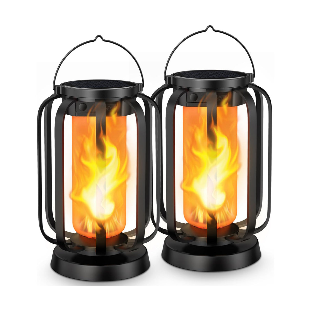 Hompavo Gen2 Solar Lanterns Outdoor Lights with Ultra-Real Flame | USB/Solar Charging & 4-Mode, Waterproof Decorative