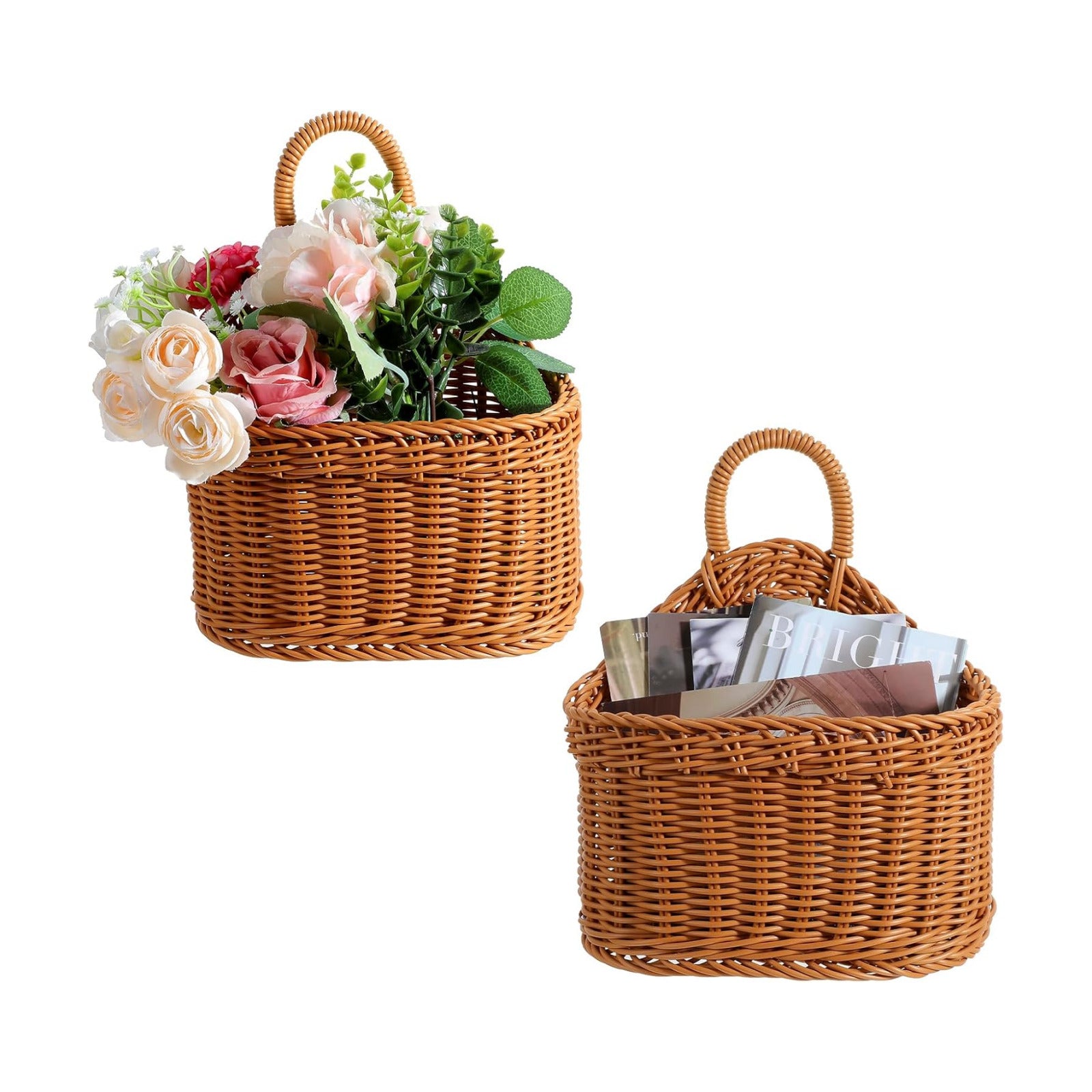 Wall Decorative Storage Basket Potato Garlic Onion Pantry Baskets Woven Washable / Set of 2