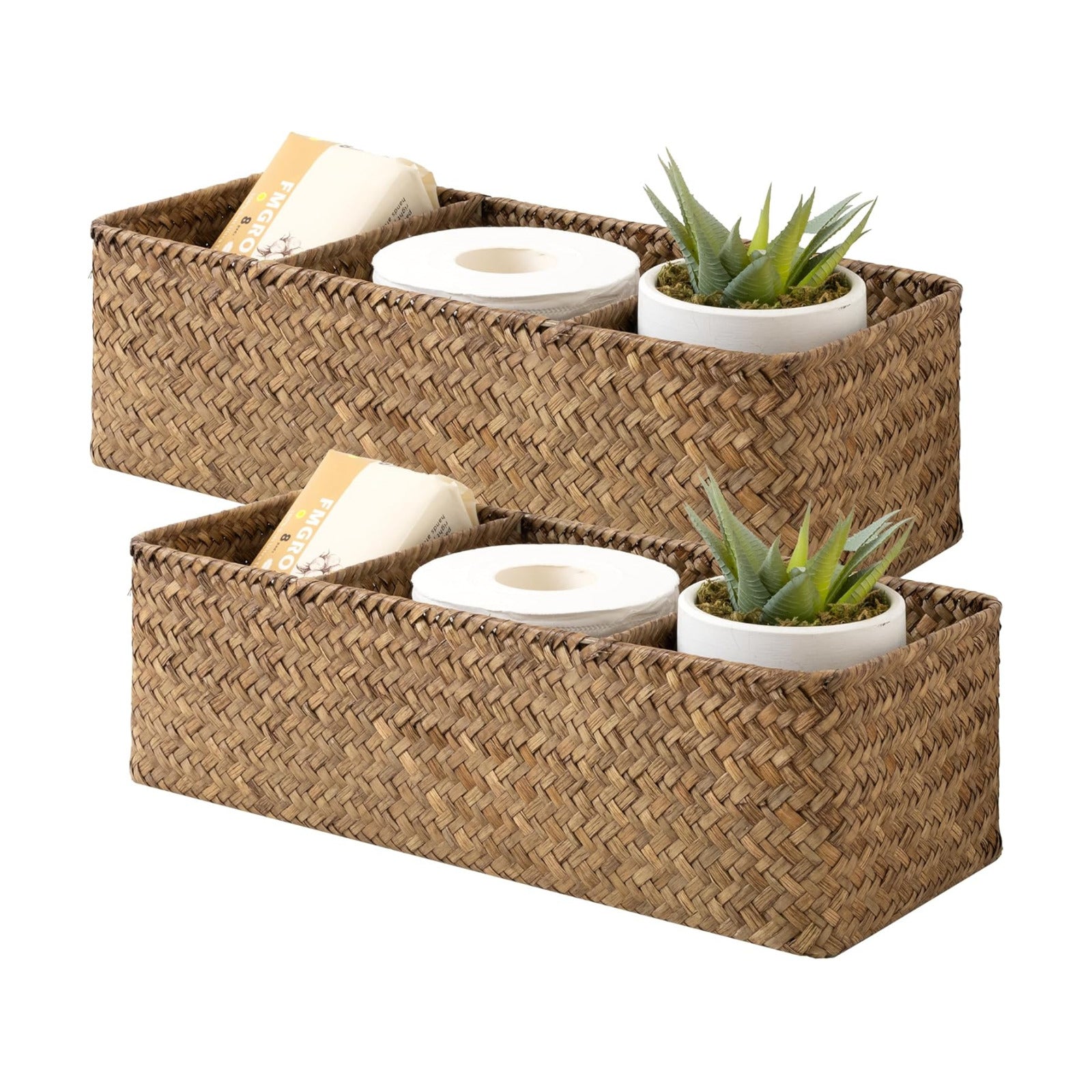 3-Section Wicker Baskets Storage