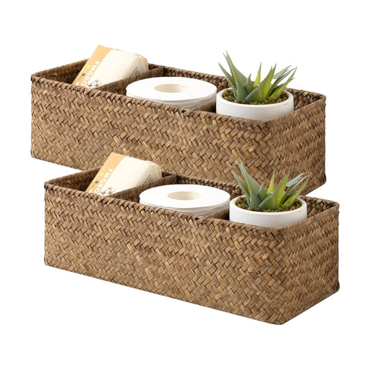 3-Section Wicker Baskets Storage